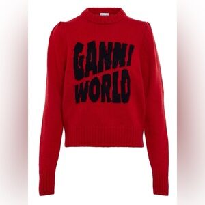 Ganni Jacquard Wool-blend Sweater